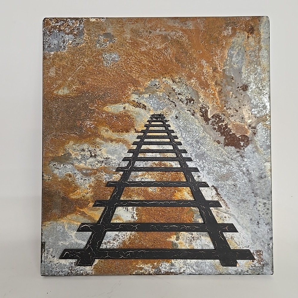 Rail Road Track Sign 17.5" X 15" Metal Rustic‎ Decor